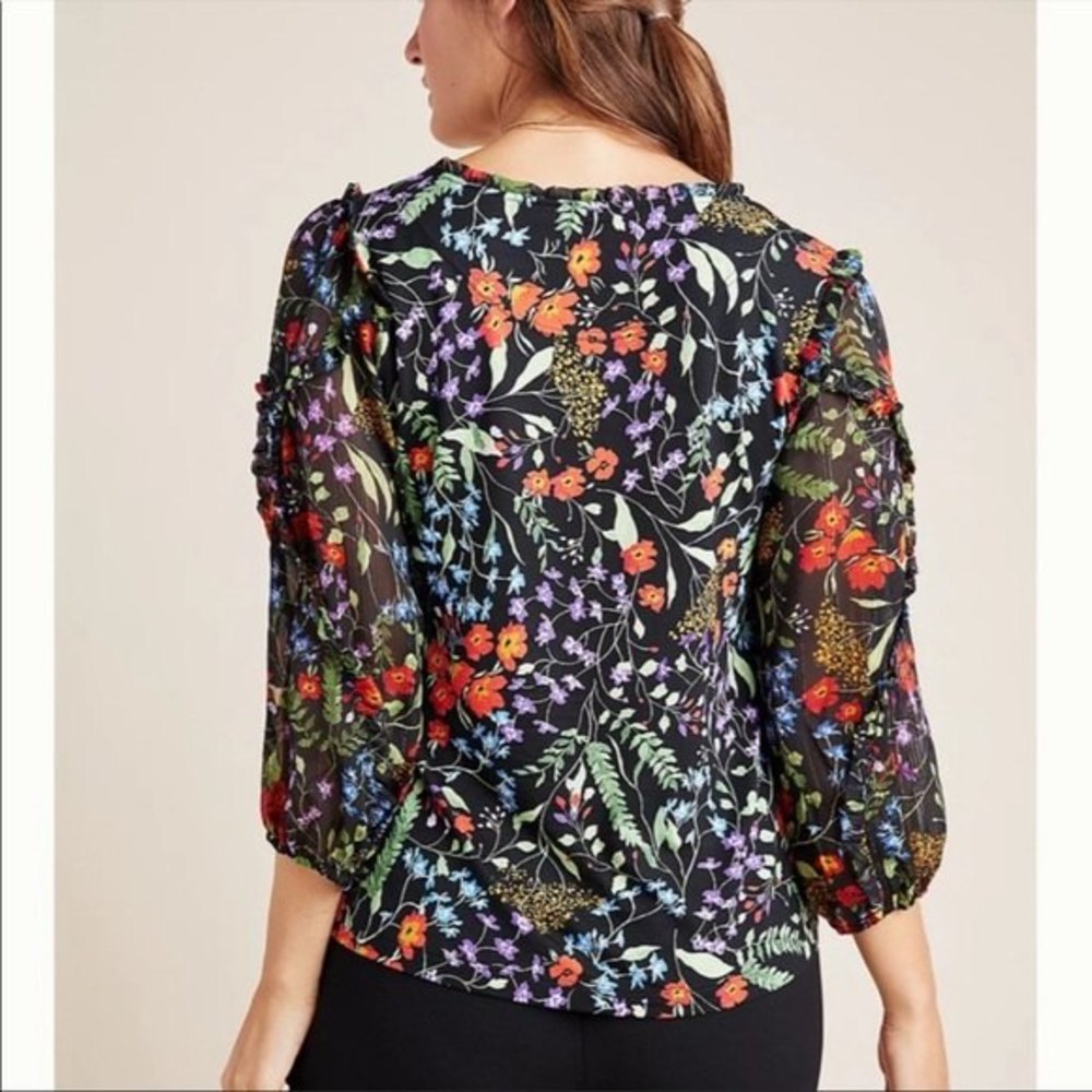 Maeve by Anthropologie Jacquin Floral Print Blouse - Picture 2 of 10